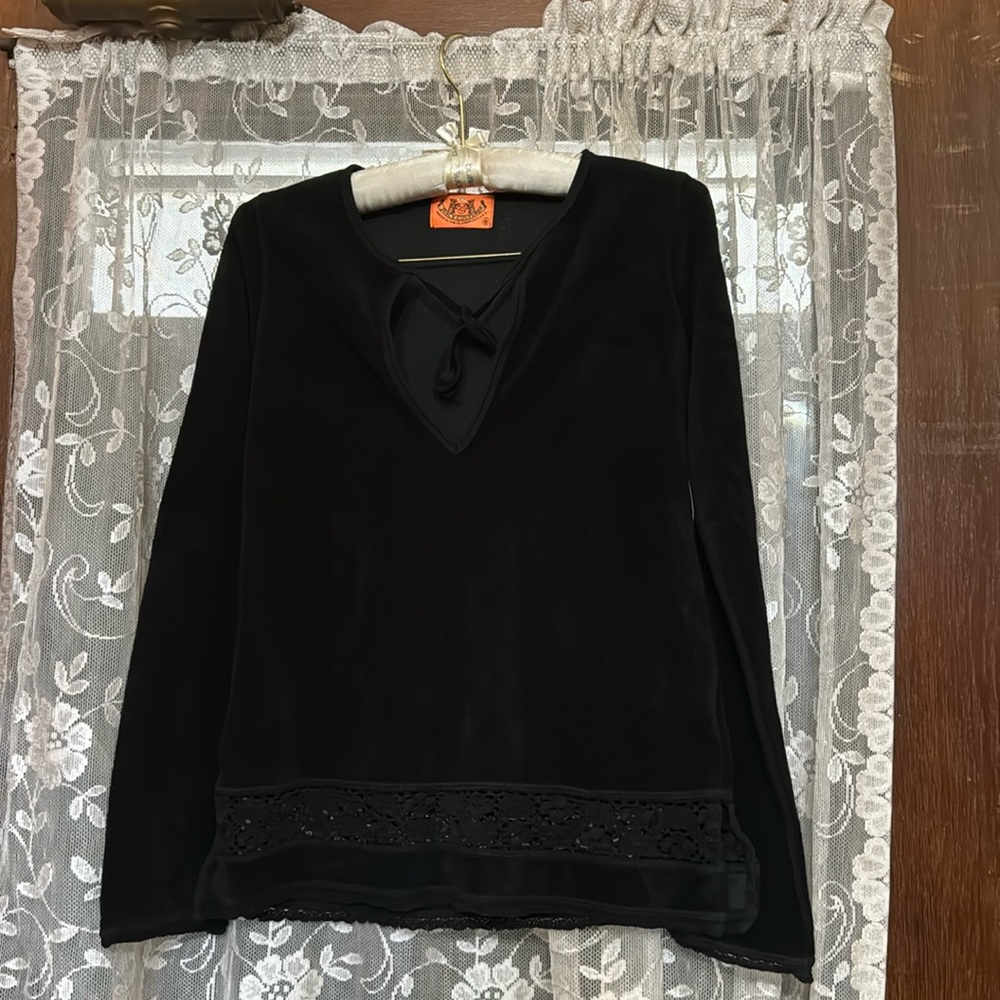 Juicy couture, black Terry pull over with drawstring / cover up /  small